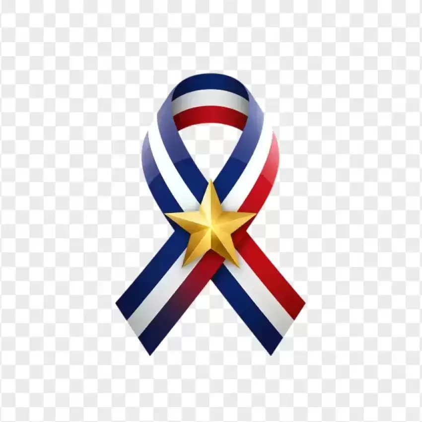 USA Memorial Ribbon with Gold Star PNG