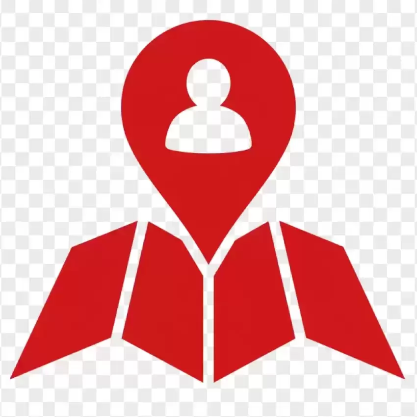 Red Map with User Location Pin PNG