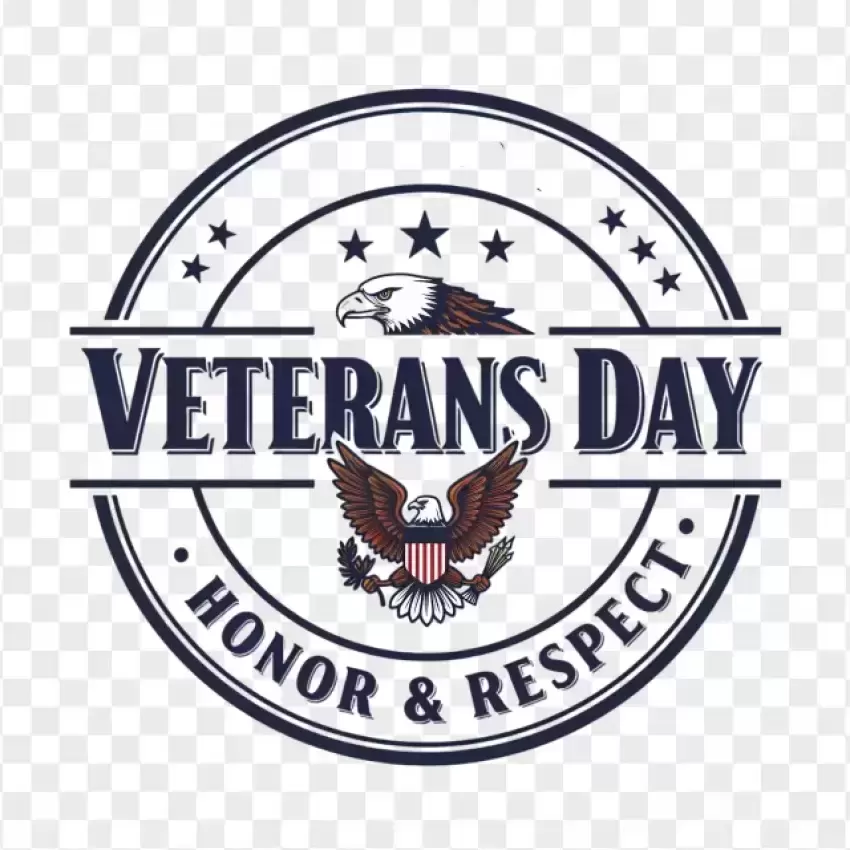 Veterans Day Badge with Honor and Respect PNG