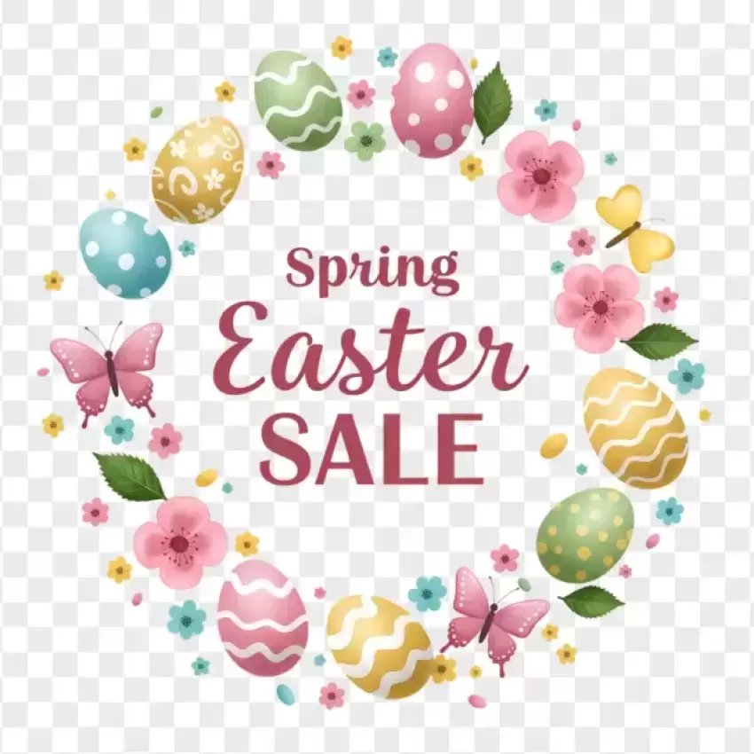 Spring Easter Sale Egg Wreath Design