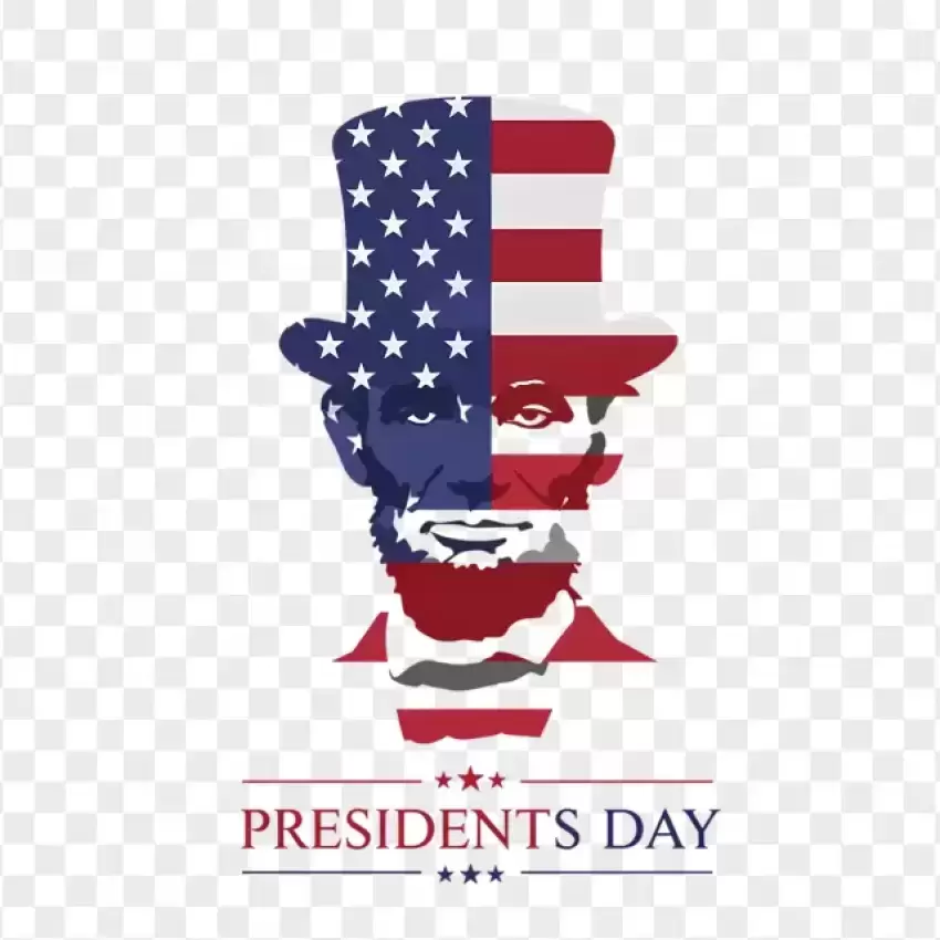 Presidents Day USA Flag and Silhouette PNG