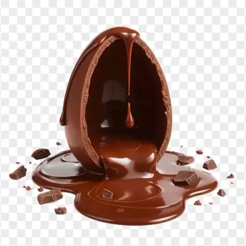 HD Melted Chocolate Easter Egg with Dripping Effect Transparent PNG