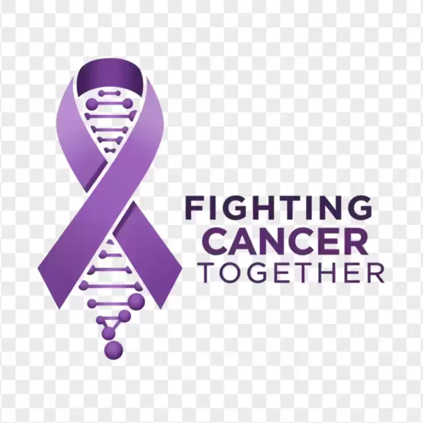 Fighting Cancer Together Purple Ribbon PNG