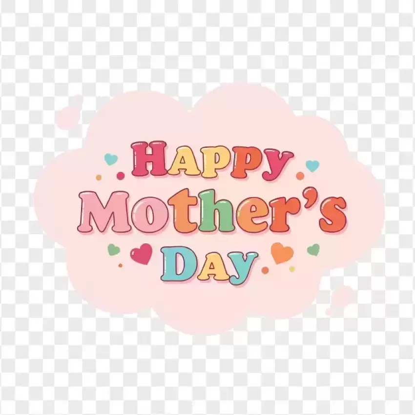 Pastel Happy Mother's Day Text PNG