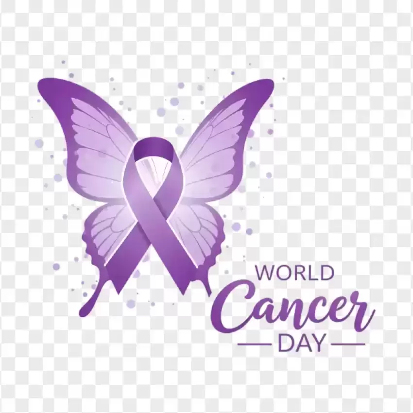 Butterfly Ribbon World Cancer Awareness PNG