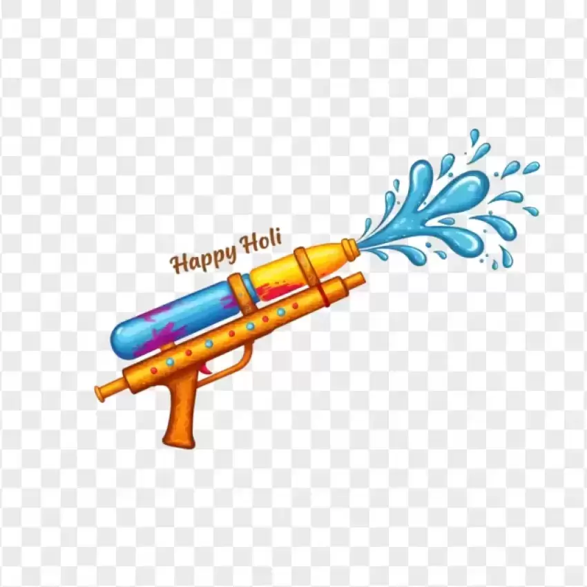 Holi Water Gun Splashing Blue Water PNG