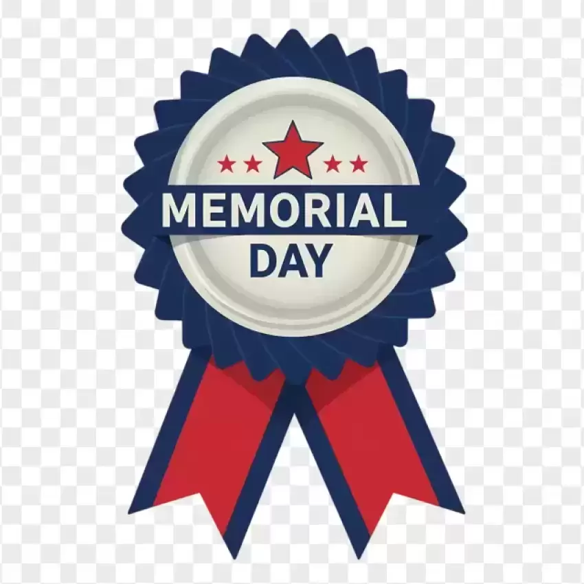 Memorial Day Blue Award Ribbon PNG