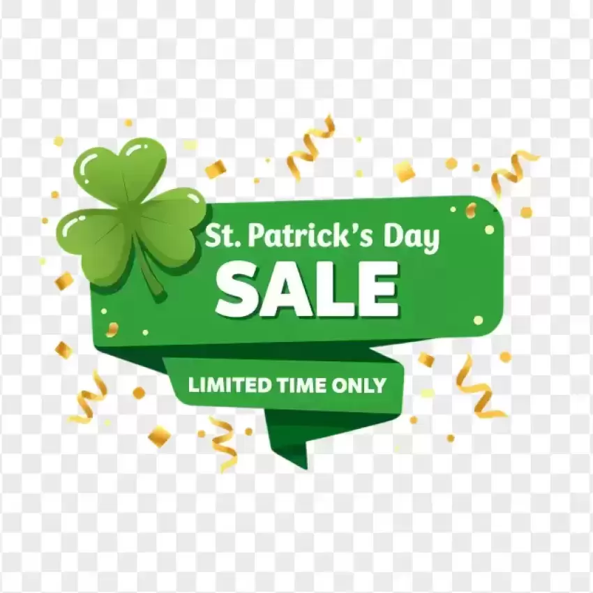 St. Patrick’s Day Sale Banner with Clover PNG