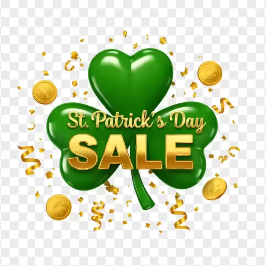 Heart-Shaped St. Patrick’s Day Sale Sign PNG