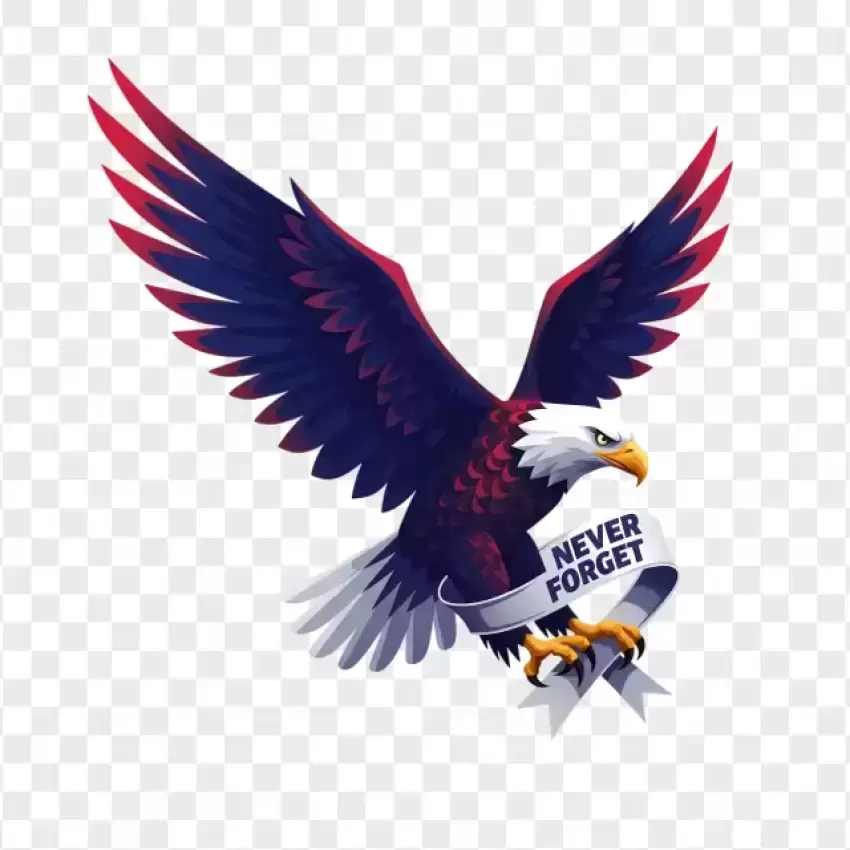 American Bald Eagle with Patriot Day Banner PNG