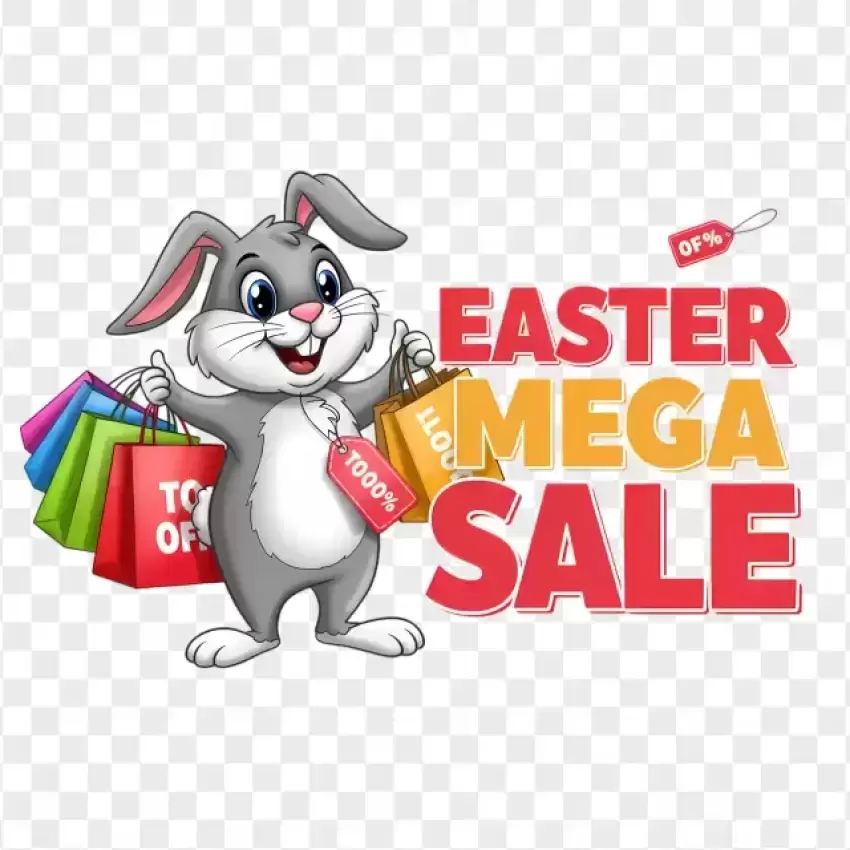 Easter Mega Sale Shopping Bunny Illustration