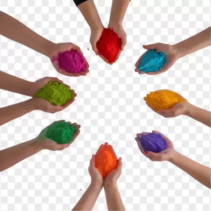 Hands Holding Holi Colors Powder Celebration PNG