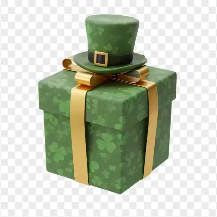 Elegant St. Patrick’s Day Gift Box PNG