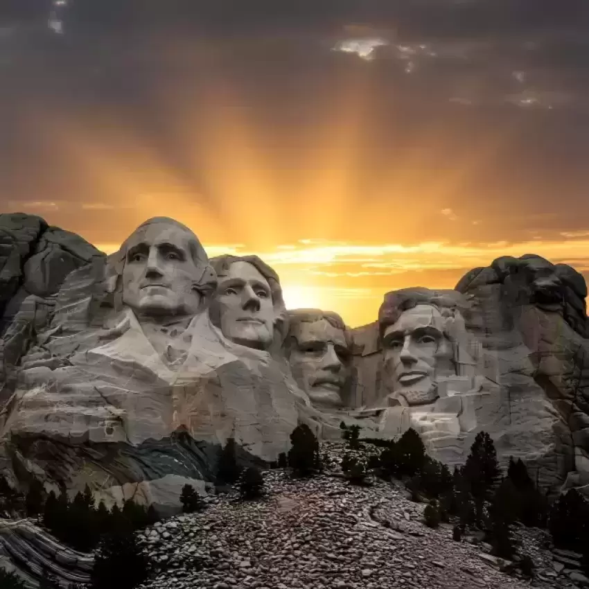 Mount Rushmore Sunset Presidents Day Background