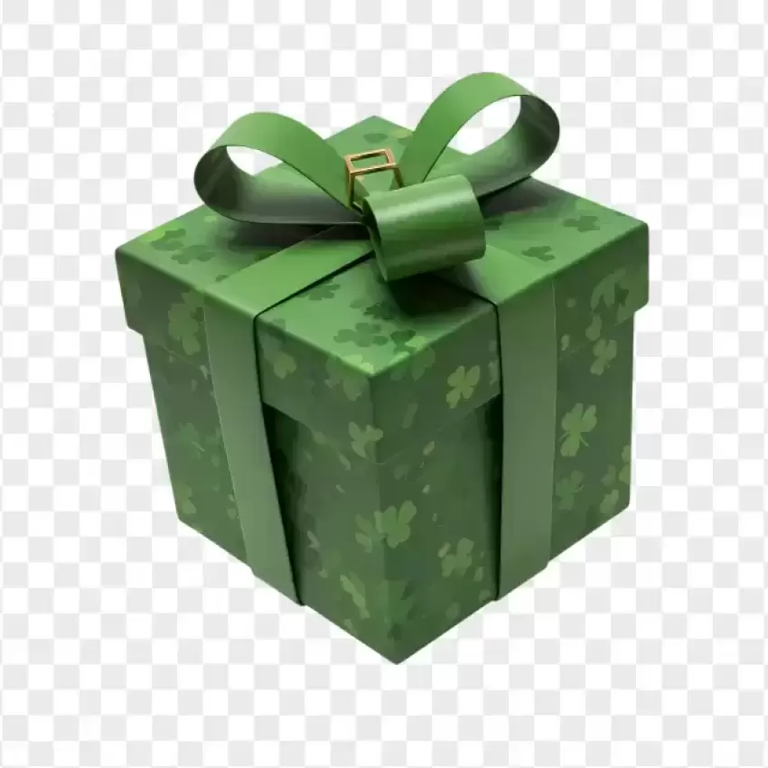 Lucky Gift Box Wrapped in Green PNG