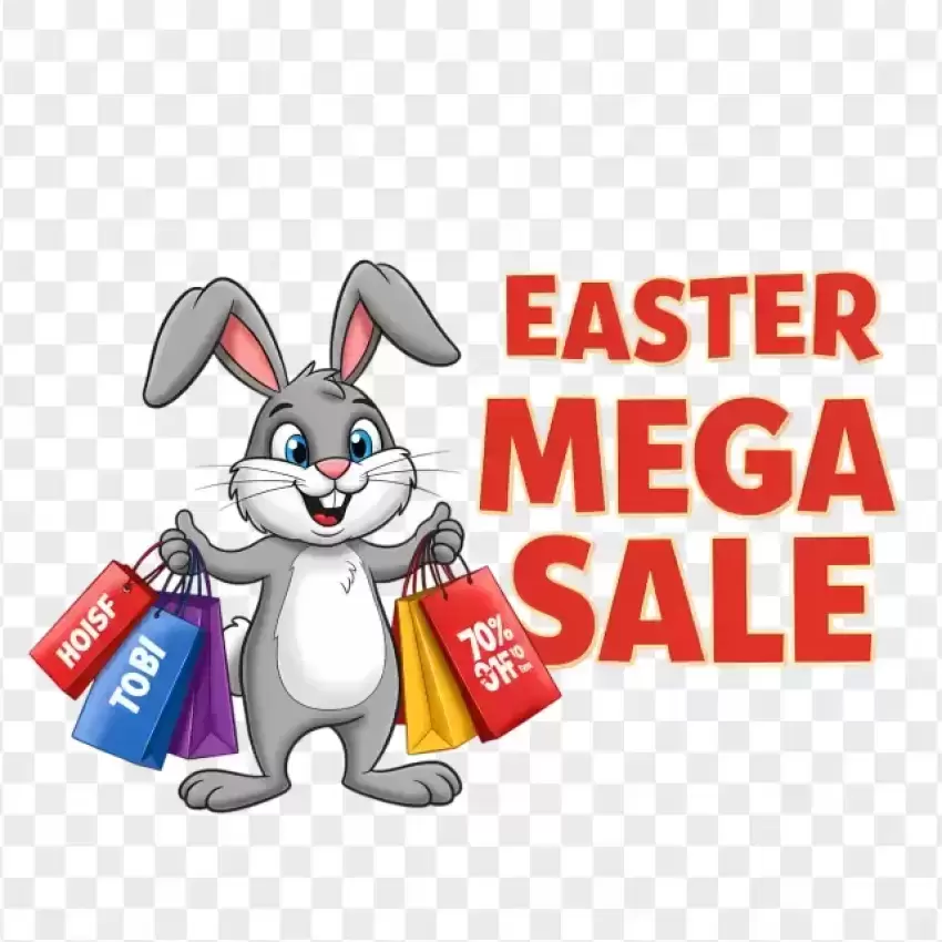 Easter Mega Sale Bunny Shopping Bags Illustration