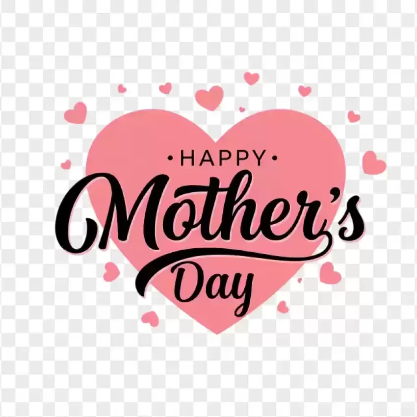 Happy Mother's Day Black Script Heart PNG