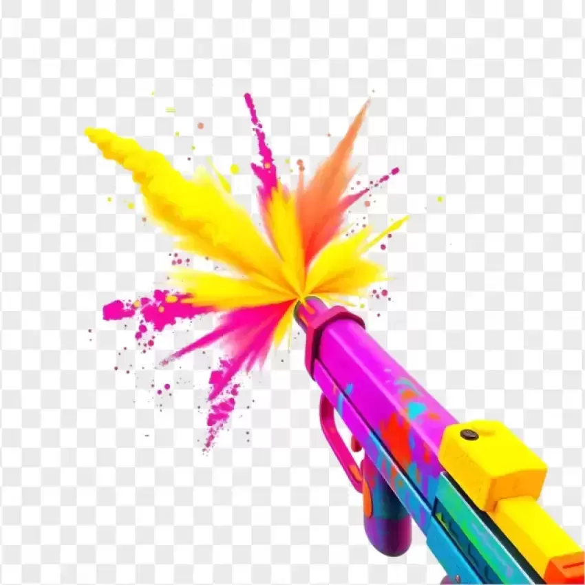 Colorful Holi Water Gun Shooting Powder PNG