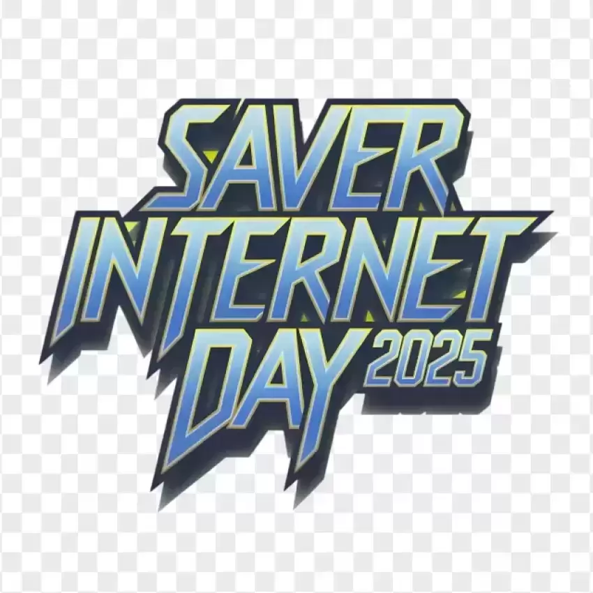 Saver Internet Day 2025 Futuristic Logo PNG