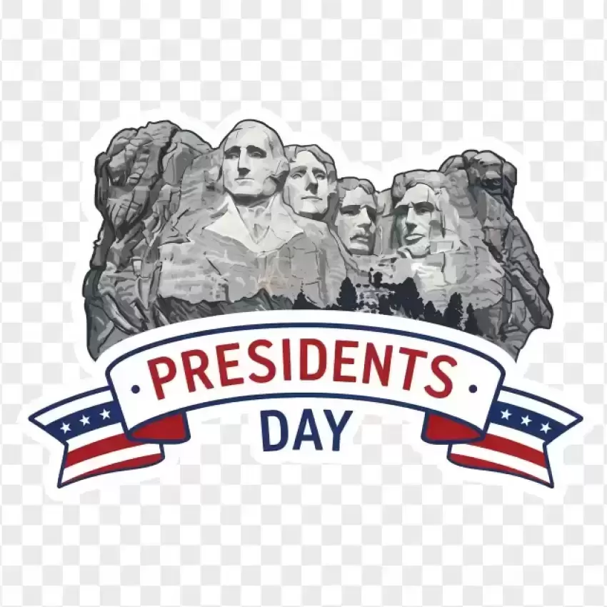 Mount Rushmore Presidents Day Label PNG