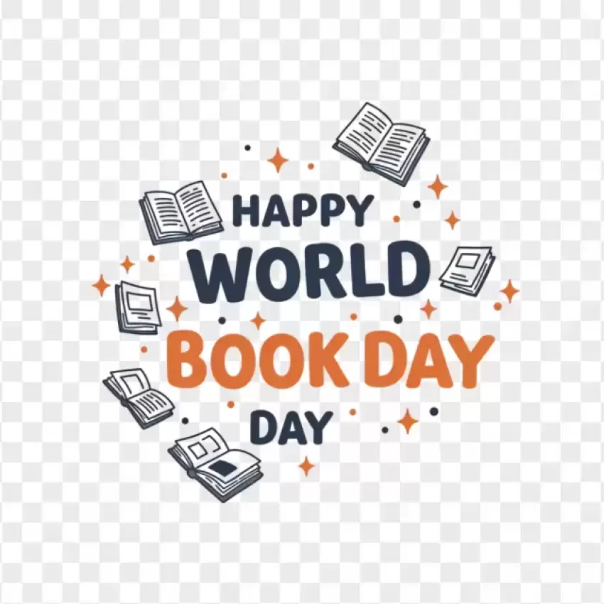 Happy World Book Day Golden Ribbon PNG