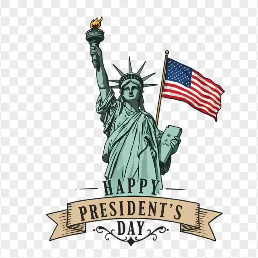 Statue of Liberty Presidents Day Badge PNG