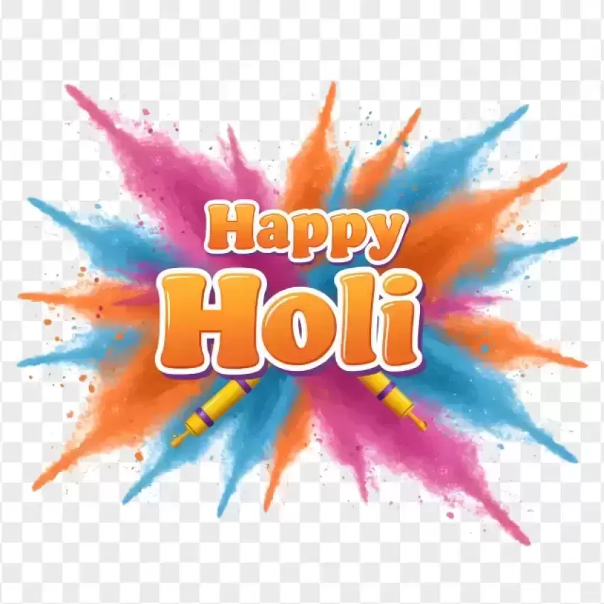 Happy Holi Powder Splash Design PNG