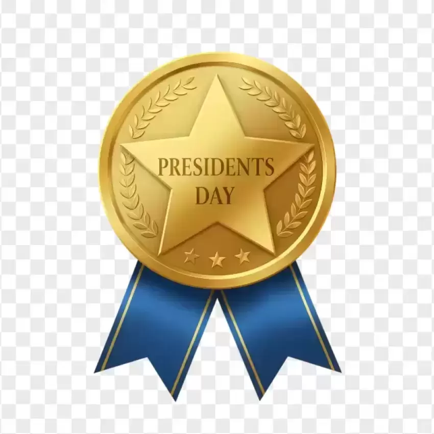 Gold Ribbon Medal Presidents Day PNG