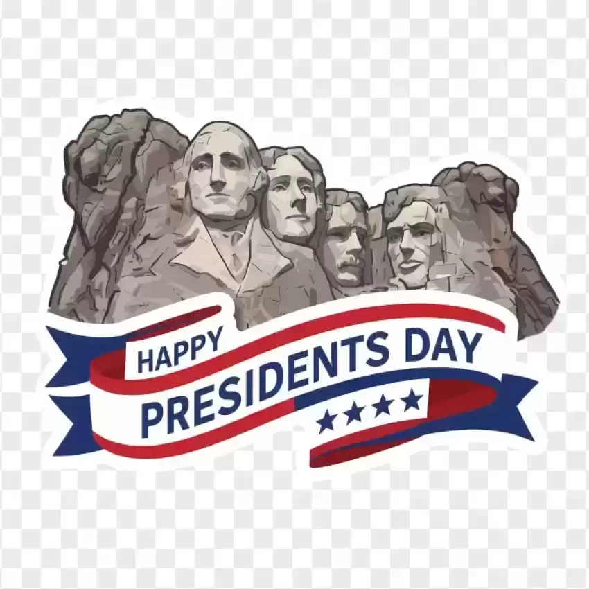 Mount Rushmore Presidents Day Banner PNG