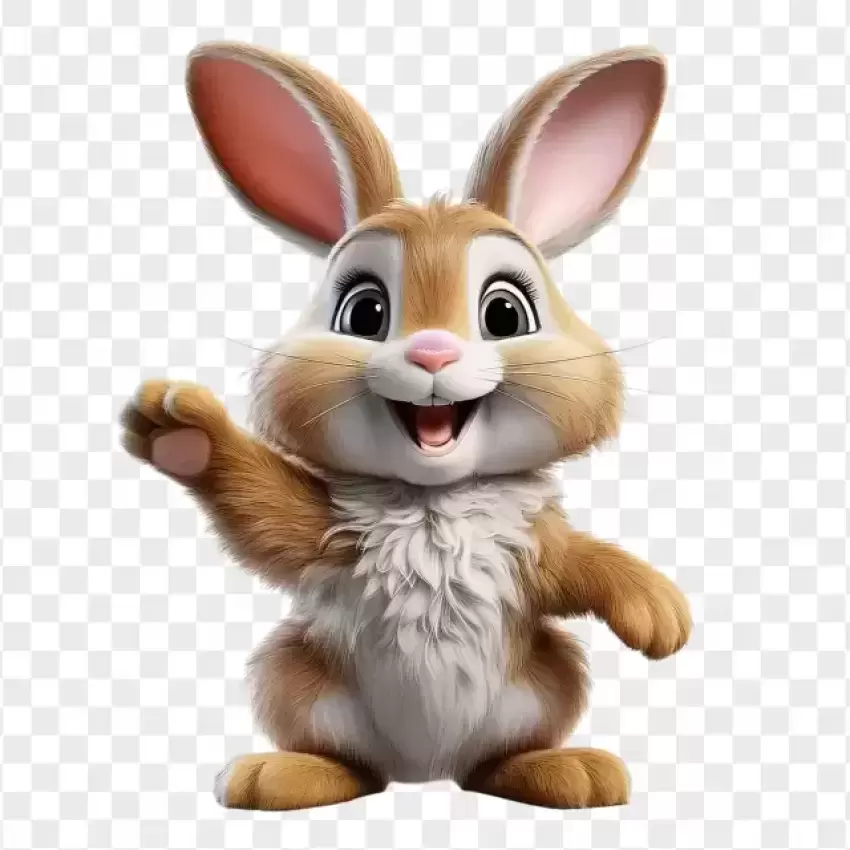 3D Cheerful Easter Bunny Standing