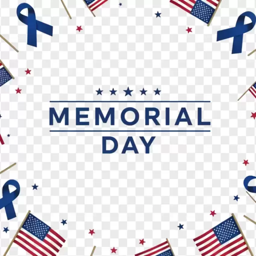 Memorial Day Celebration with Blue Ribbons PNG