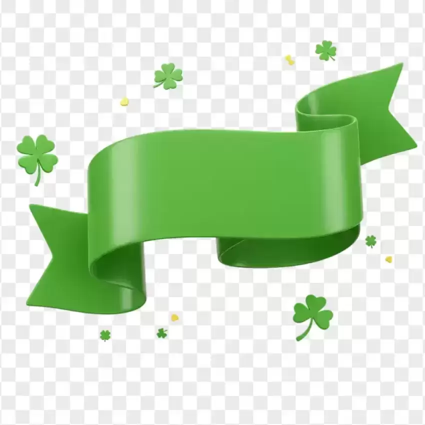 Curved Green Ribbon for St. Patrick’s Day PNG