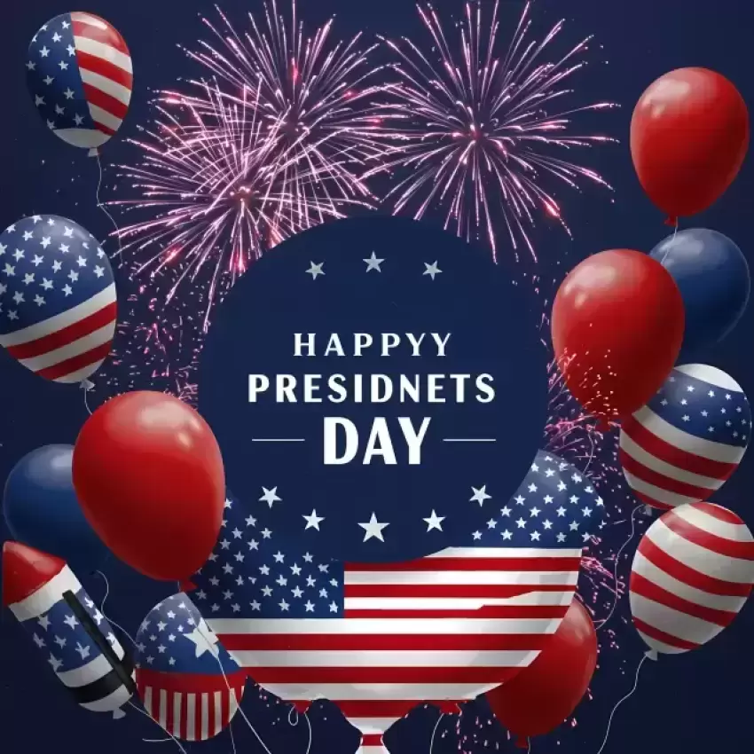 Happy Presidents Day Fireworks and Balloons Card