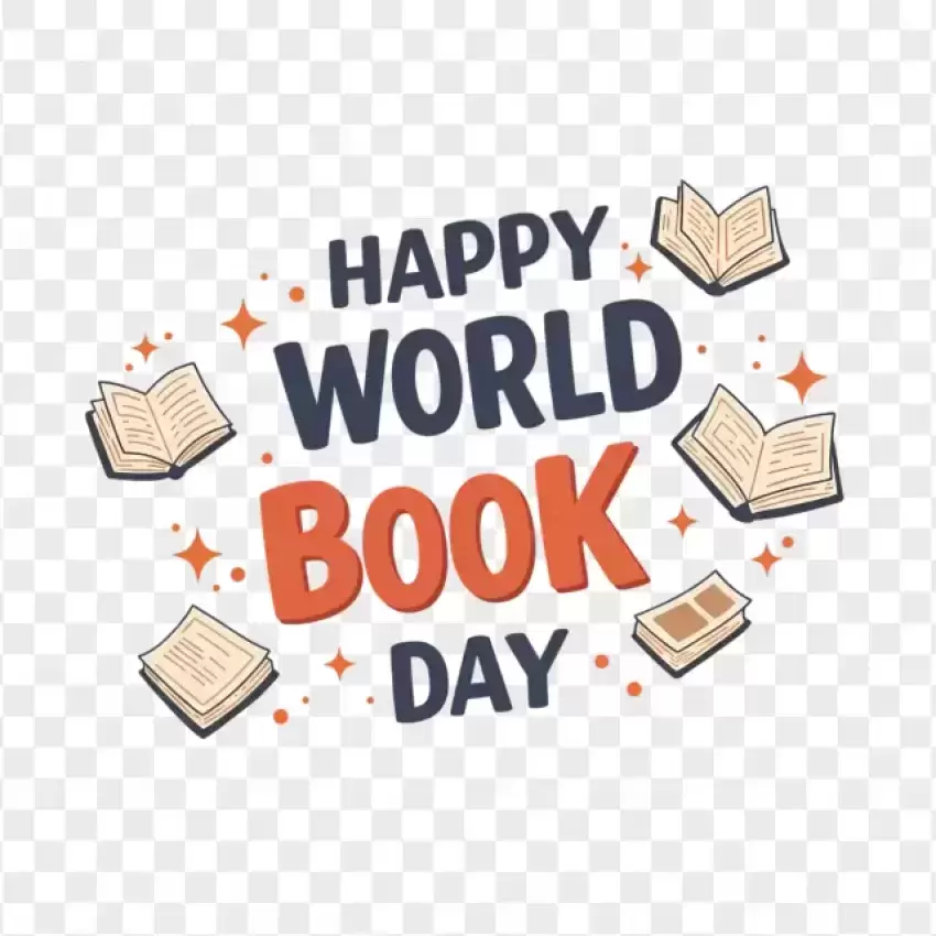 Happy World Book Day Decorative Elements PNG