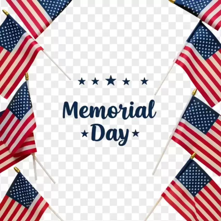 Memorial Day with USA Flag Ribbons PNG