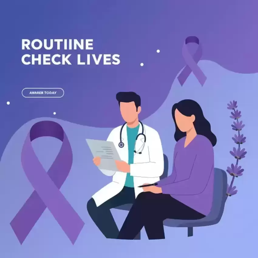 Routine Check Lives Cancer Awareness Illustration