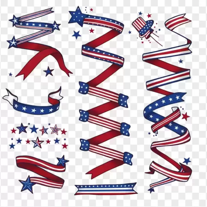 Red White Blue Streamers Presidents Day PNG