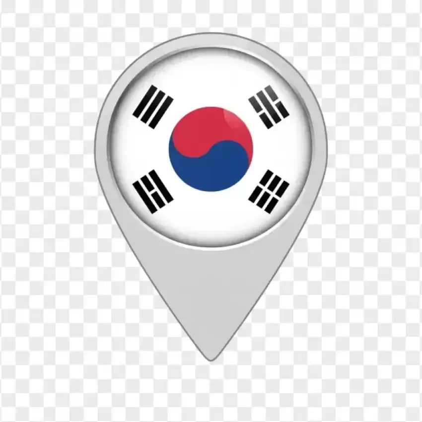 South Korea Flag Map Pin Icon PNG