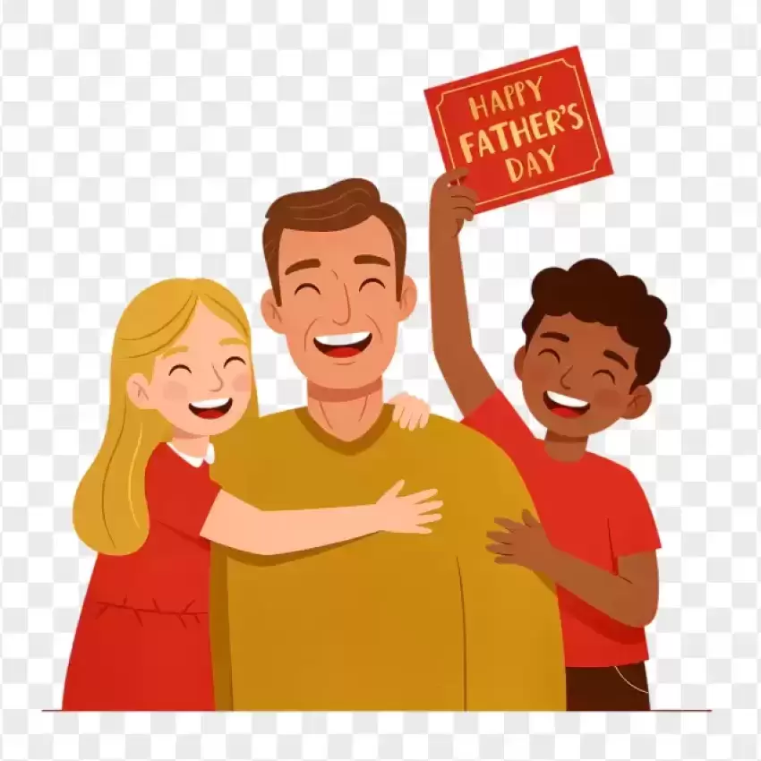 Happy Father's Day Family Illustration PNG