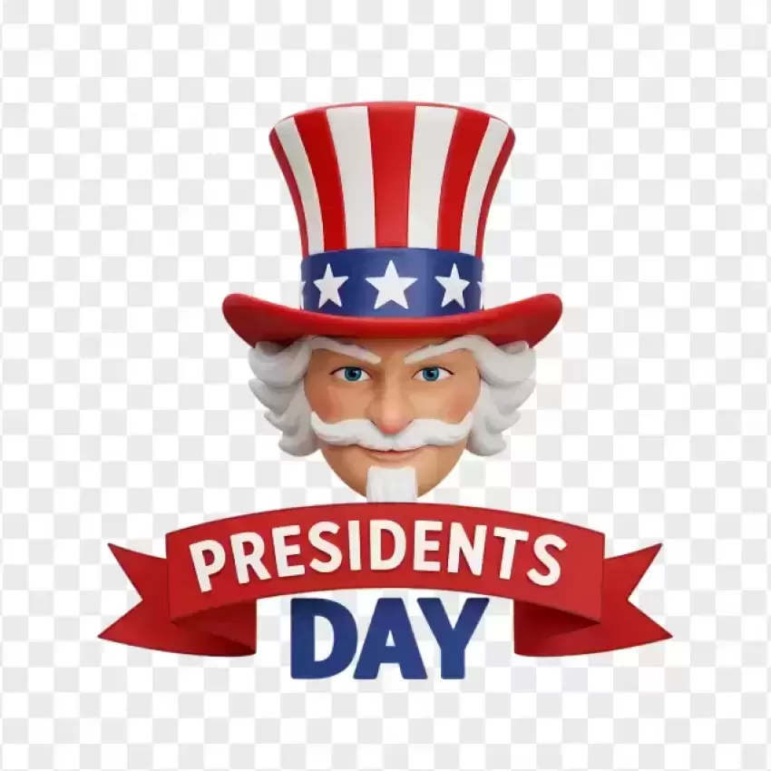 Uncle Sam Hat Presidents Day Banner PNG