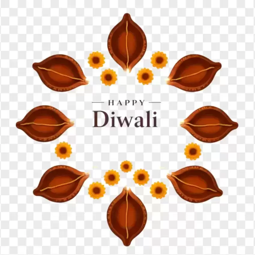 HD Diwali Oil Lamps Circle Decoration PNG