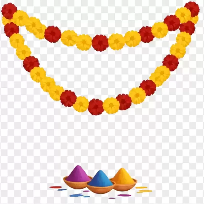 Holi Flower Garland Decoration PNG