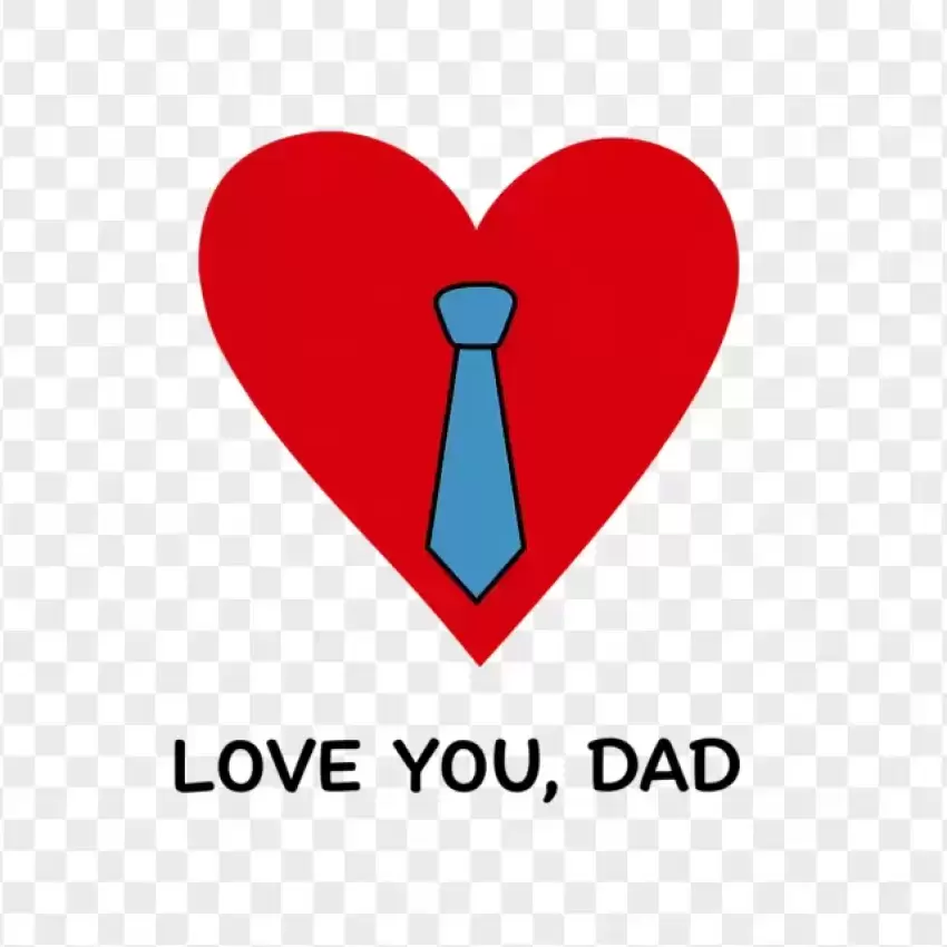 Love You Dad with Red Heart and Tie PNG