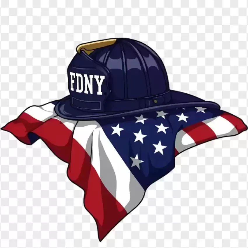 FDNY Firefighter Helmet with American Flag PNG