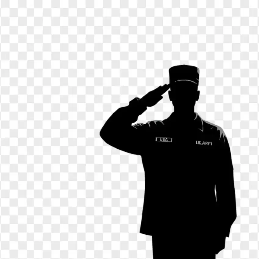 Saluting Soldier Silhouette Tribute PNG