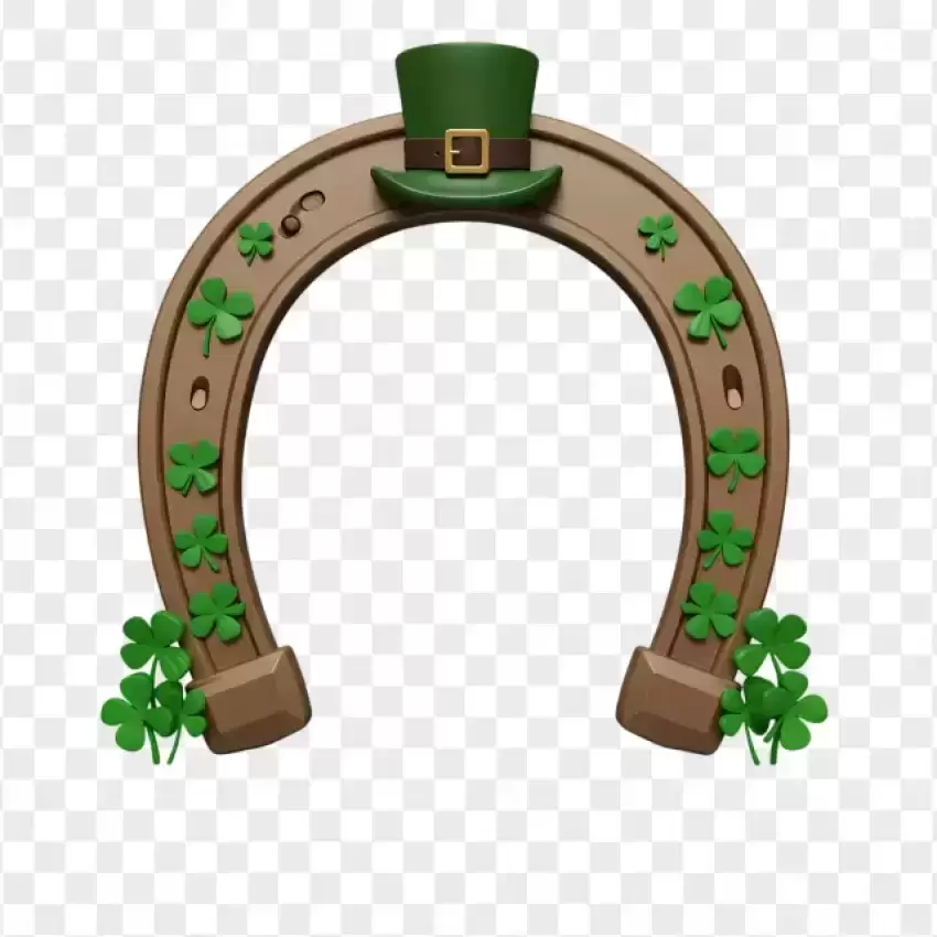 Golden Horseshoe Arch with Leprechaun Hat PNG