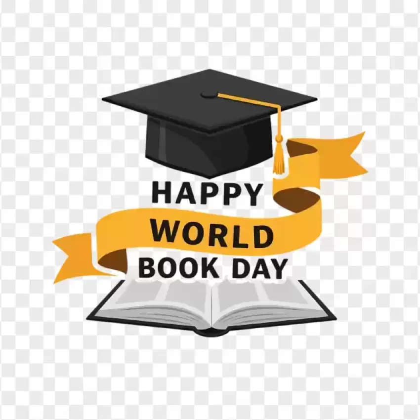 Happy World Book Day Graduation Cap Illustration