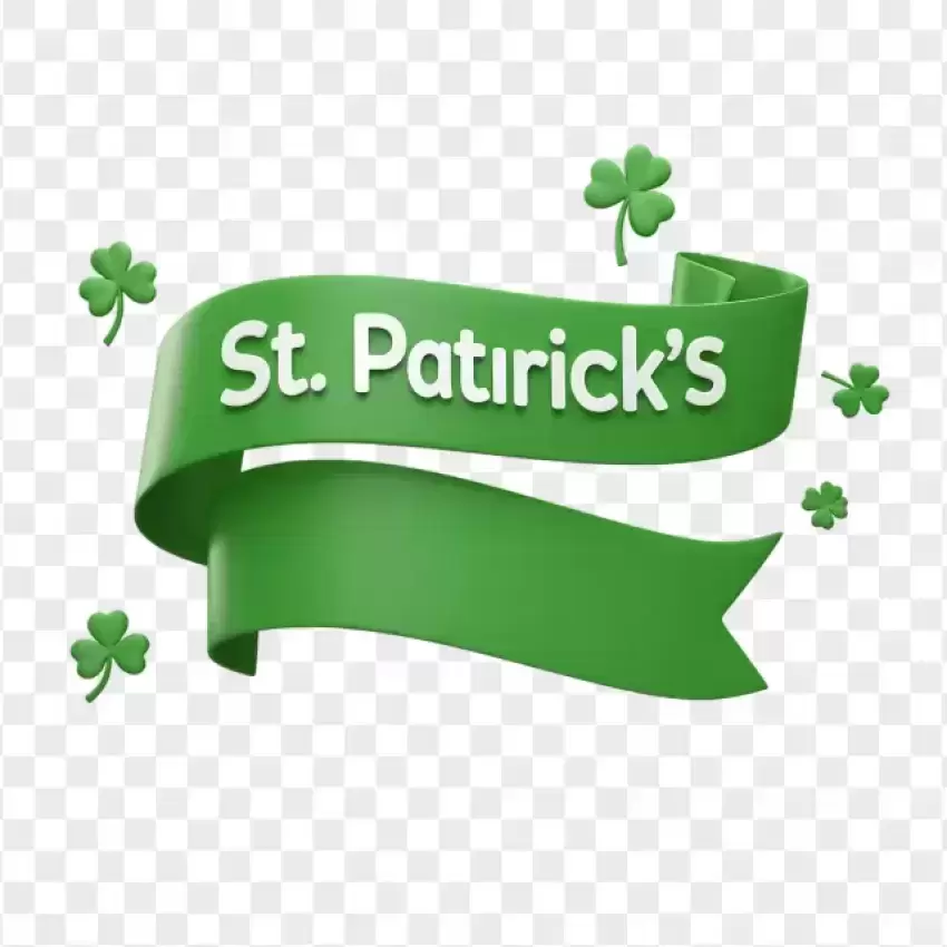 St. Patrick’s Day Green Ribbon Banner PNG