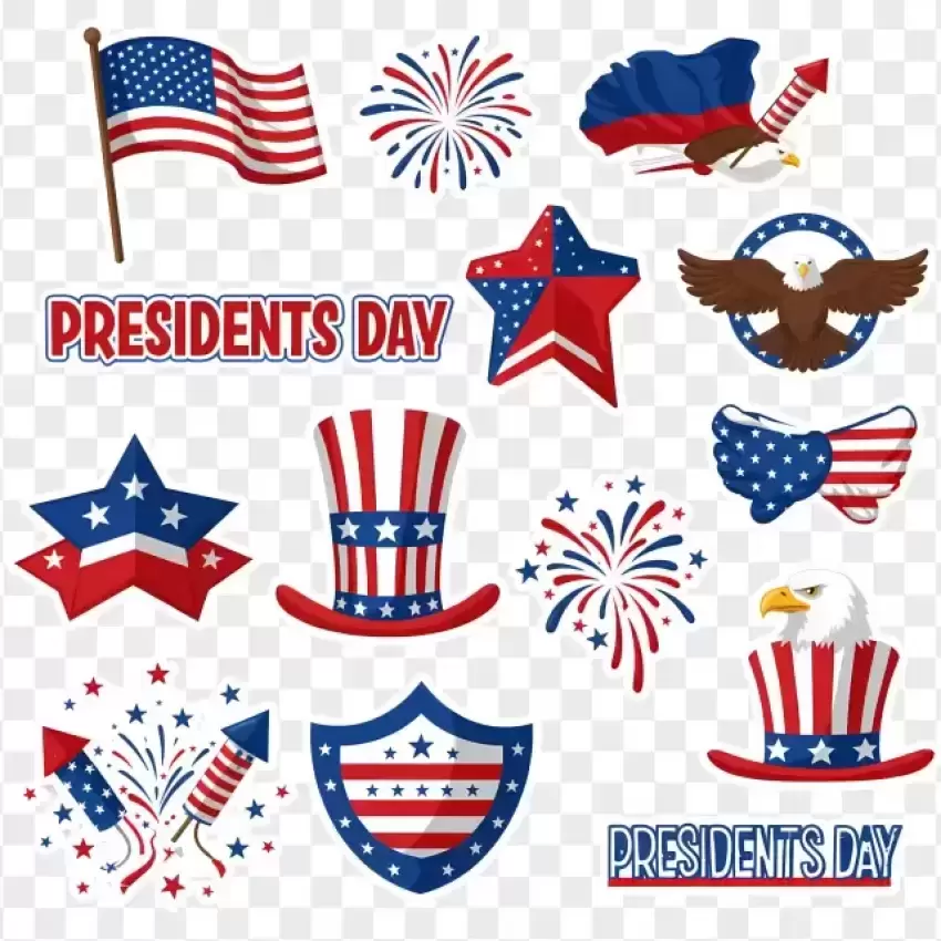 HD Presidents Day Patriotic Elements Set PNG