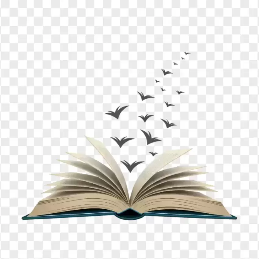 Open Book with Flying Pages PNG